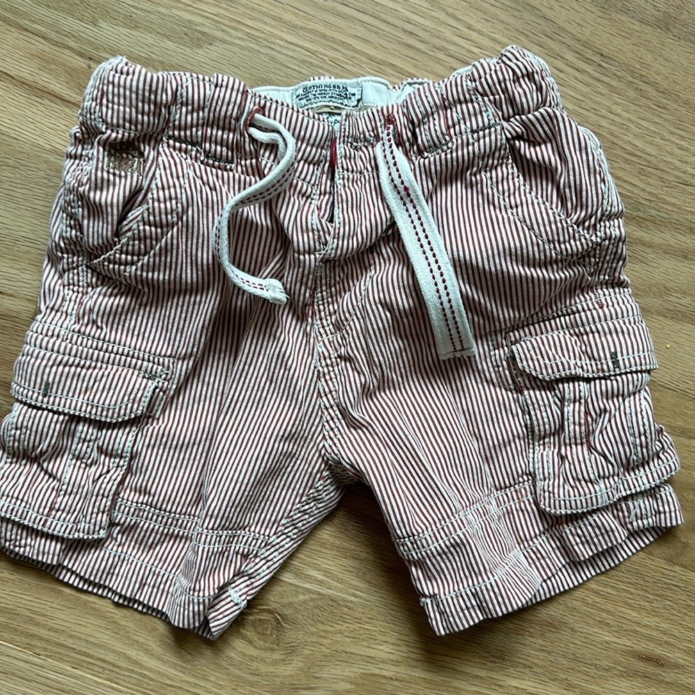 Zara baby red/white cargo shorts adjustable waist size 12-18 months